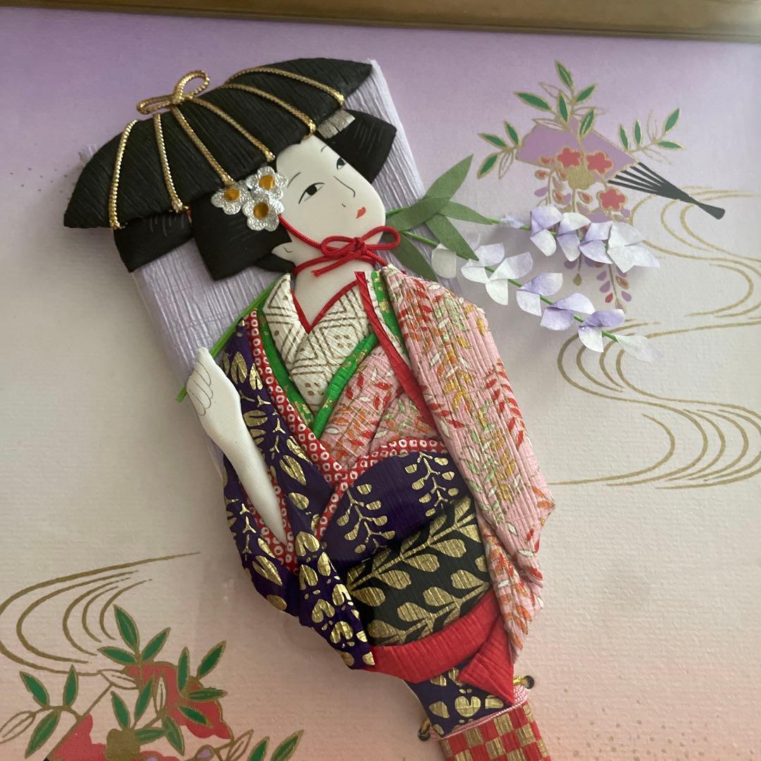 藤娘　羽子板　額縁