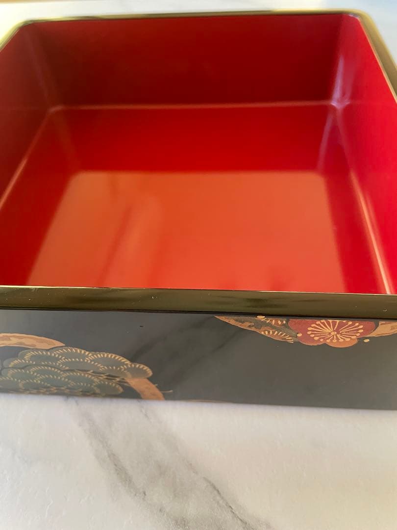 重箱☆ 和食器 漆器 三段重箱6寸 輪島塗 漆塗り黒塗り 松竹梅蒔絵 伝統工芸