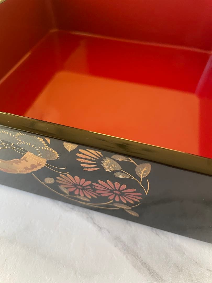 重箱☆ 和食器 漆器 三段重箱6寸 輪島塗 漆塗り黒塗り 松竹梅蒔絵 伝統工芸