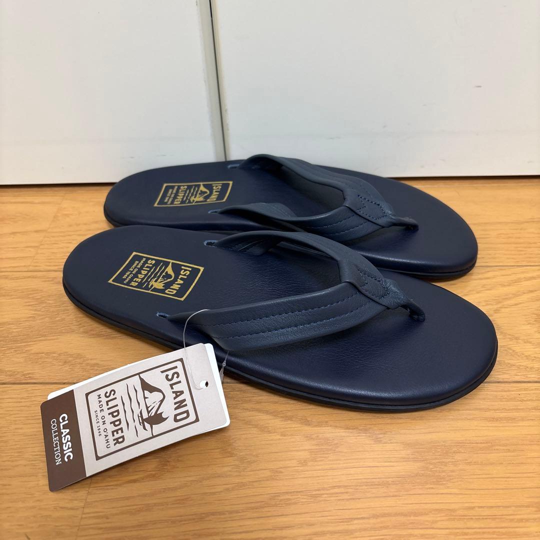 新品  SLIPPER レザーサンダル 28cm ネイビー