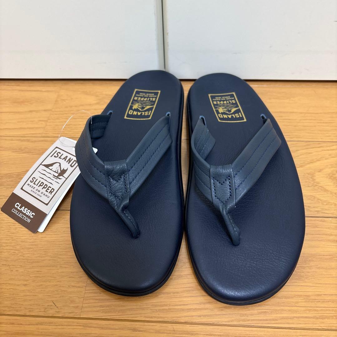 新品  SLIPPER レザーサンダル 28cm ネイビー
