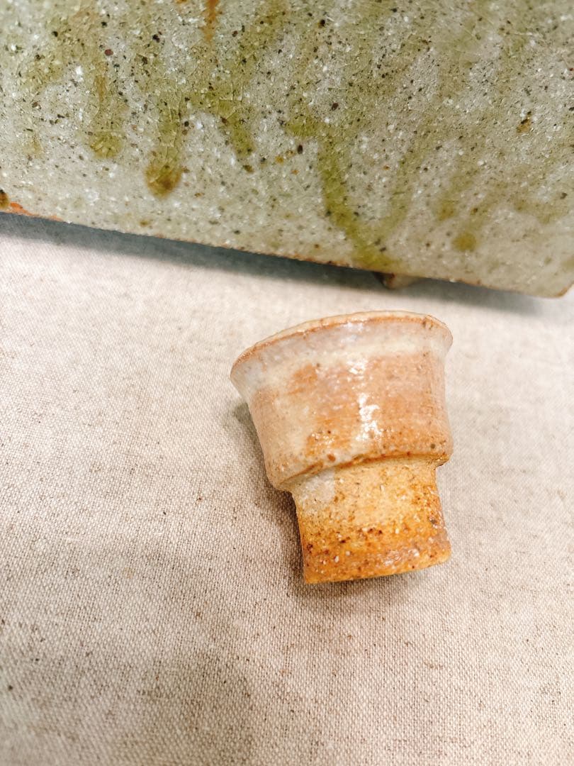 やちむん　足付き　角　高脚おちょこ　大嶺實清　大嶺工房　断捨離