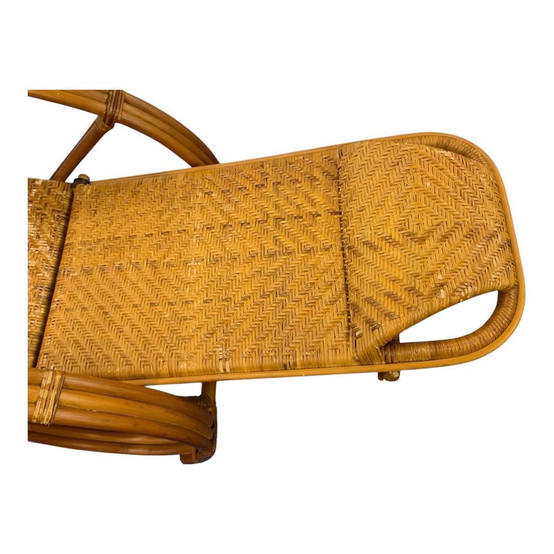 希少 ラタン製 リクライニングチェア オットマン付｜籐家具｜