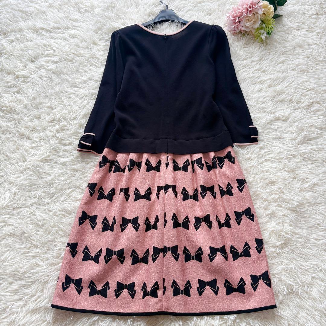 40サイズ　リボン　ジャガード　エムズグレイシー　ドッキング　ワンピース