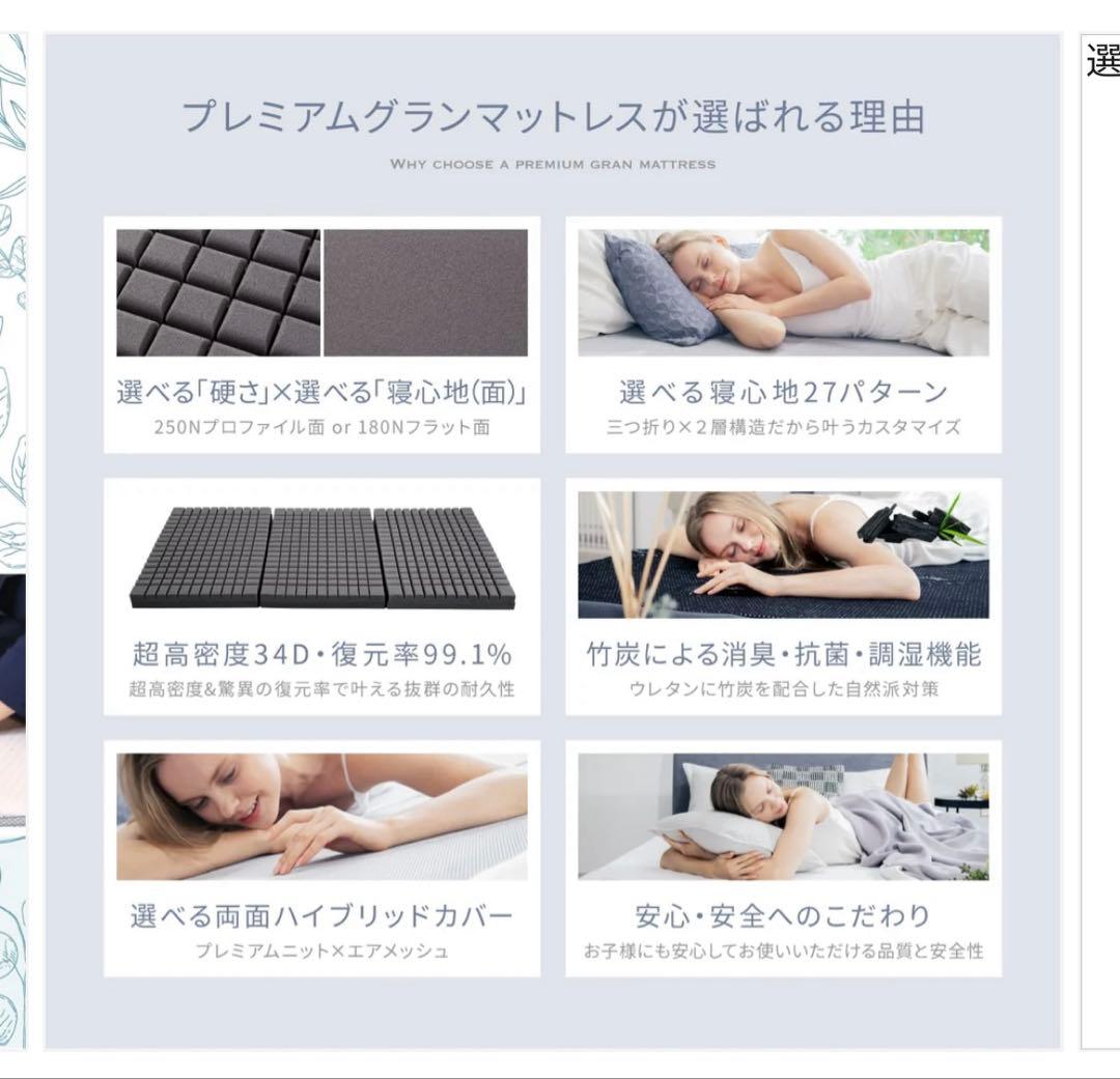 GOKUMIN プレミアムグランマットレス ダブル 三つ折り ホワイト