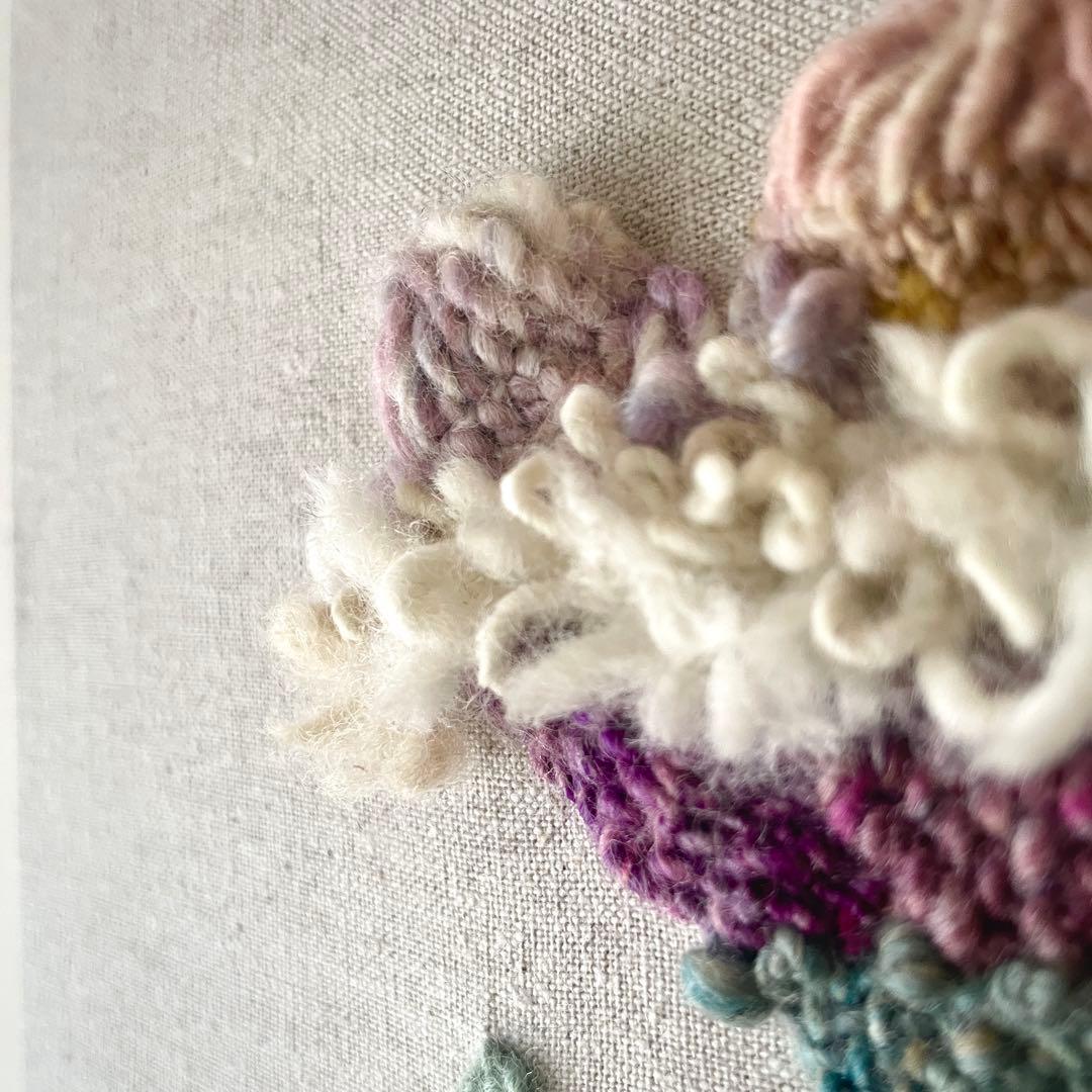 【一点もの】『手紡ぎ糸のお花. a'』手刺繍ファブリックパネル