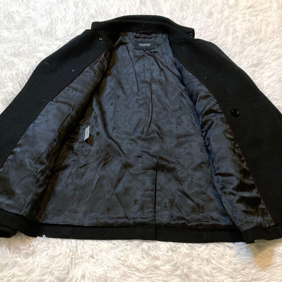 バーバリーブラックレーベル　ナポレオンコート　シャドーチェック　裏地モノグラム