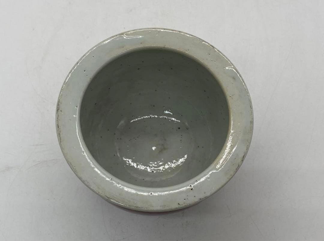 中国　大清乾隆年製銘　書斎用　紅釉筆入　　送料込み1022