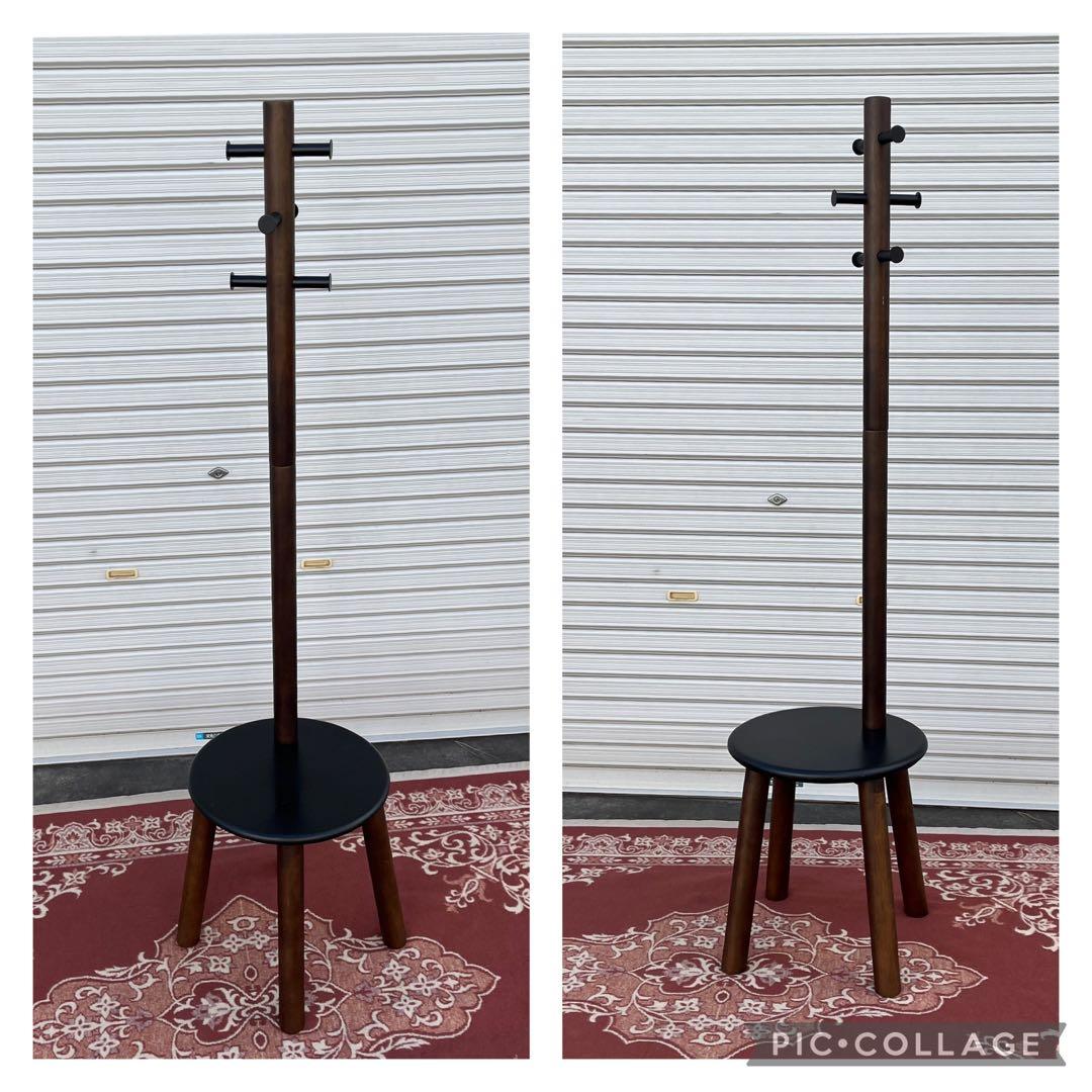 umbra アンブラ ◾️スツール付き 木製ポールハンガー 黒ブラック