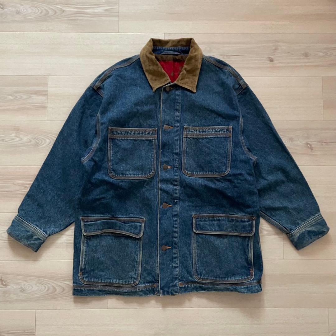 80s BANANA REPUBLIC デニムカバーオール 襟コーズ 地球儀タグ