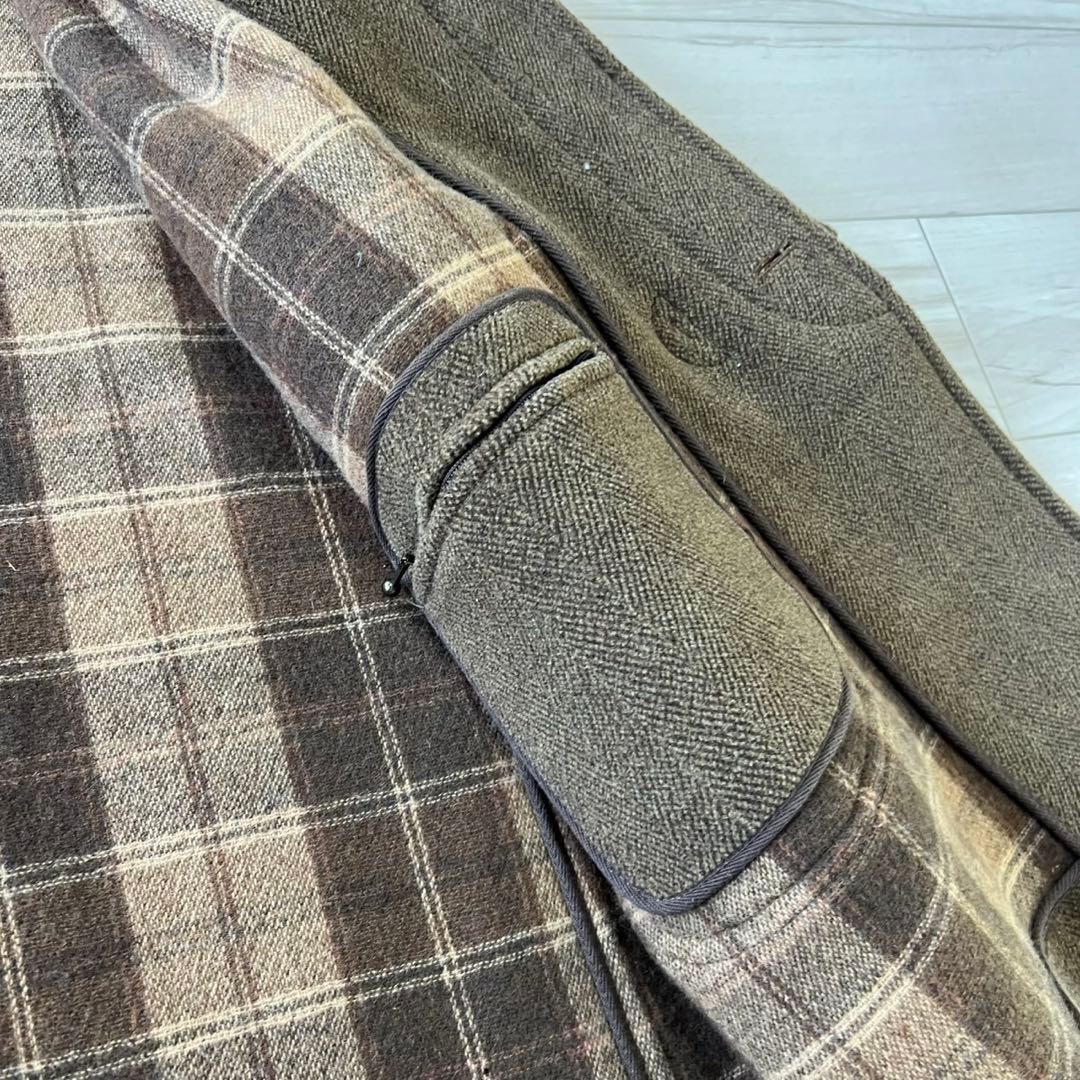 Dunhill ダンヒル ウールダッフルコート イングランド製 ヘリンボーン