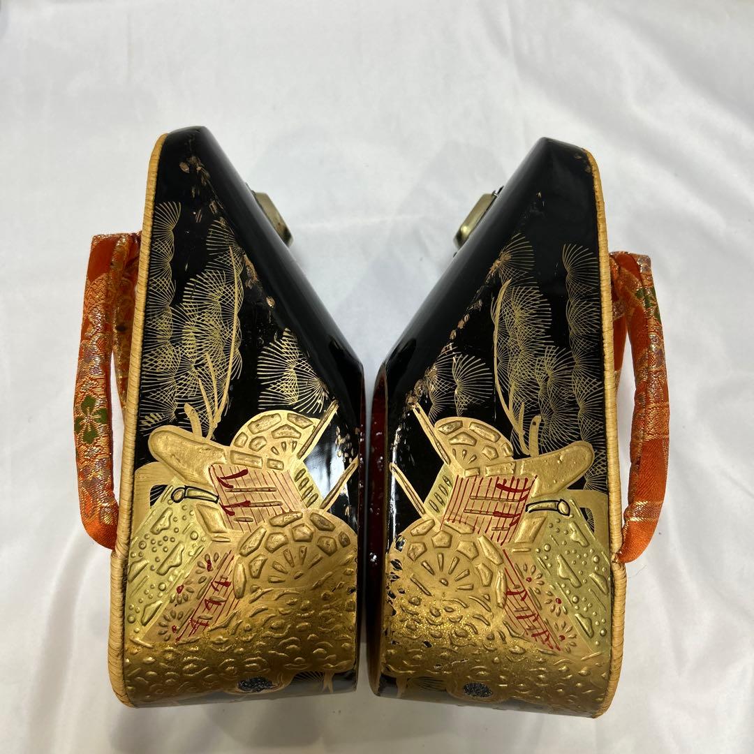 美品　七五三　高級黒地塗り　ぽっくり　鈴付き