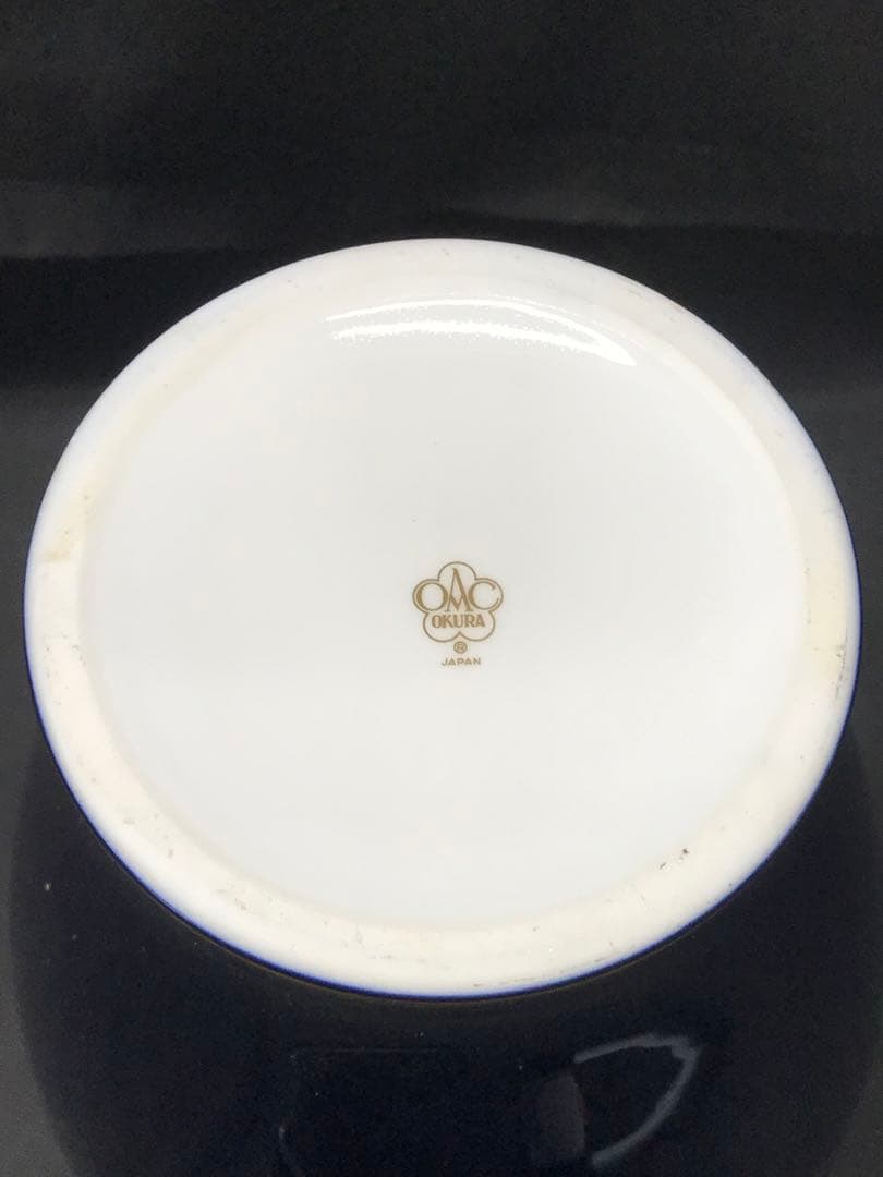 【経年保管品】大倉陶園　瑠璃金触葡萄　花瓶　フラワーベース　瑠璃　葡萄