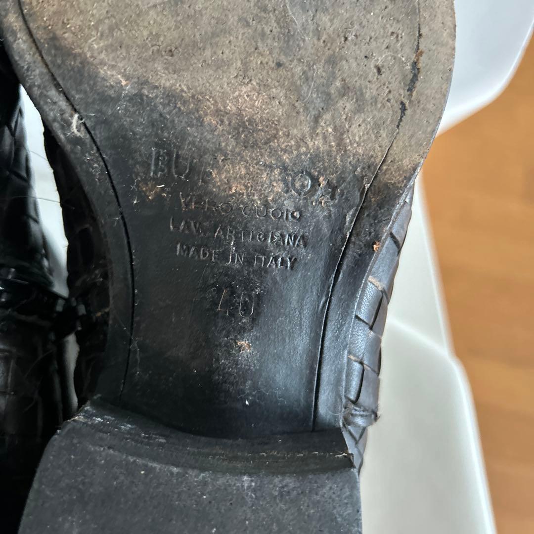 ブッテロ　40 レザー編み込みデザインブーツ