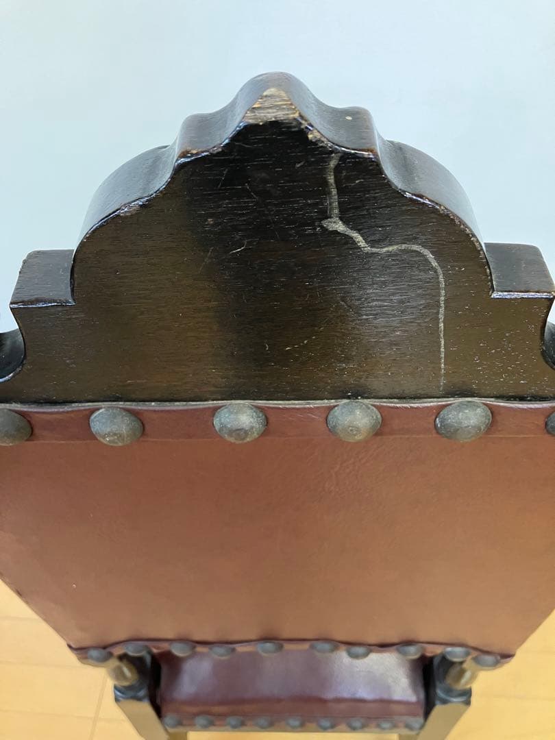 アンティーク　ハイバックチェア　アンティークチェア　検】イタリア　イギリス　鋲打