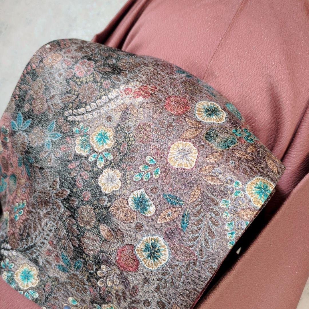 訪問着　フルセット　着物　正絹　辻ヶ花　エンジ 赤　上品な輝き　F9