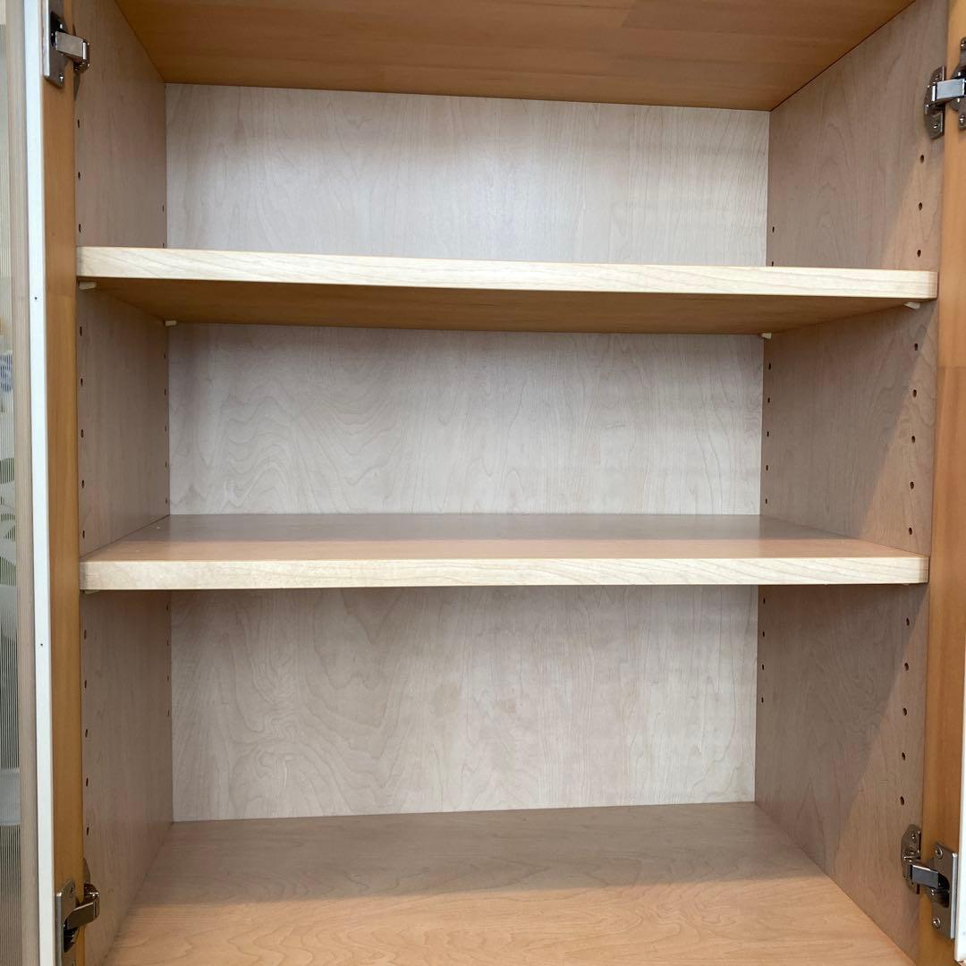 キャビネット ガラス戸棚 5段 食器棚 書棚 収納棚 リビング収納 ナチュラル