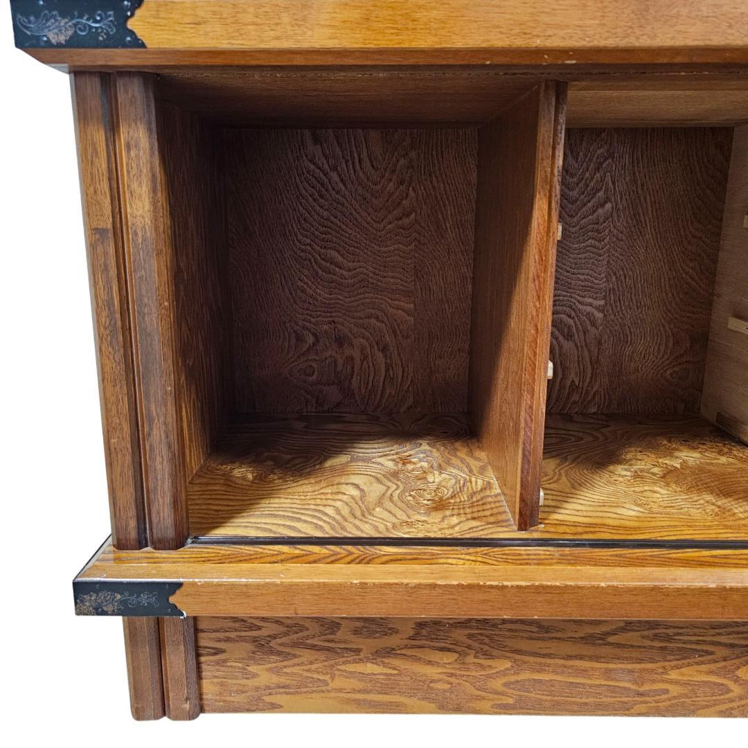 旭川家具 茶タンス 茶箪笥 民芸調 サイドボード ガラス引き戸 民芸家具