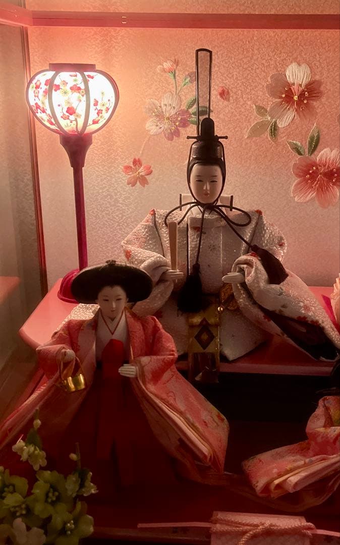 【未使用】ひな人形　ガラスケース　ライト付き