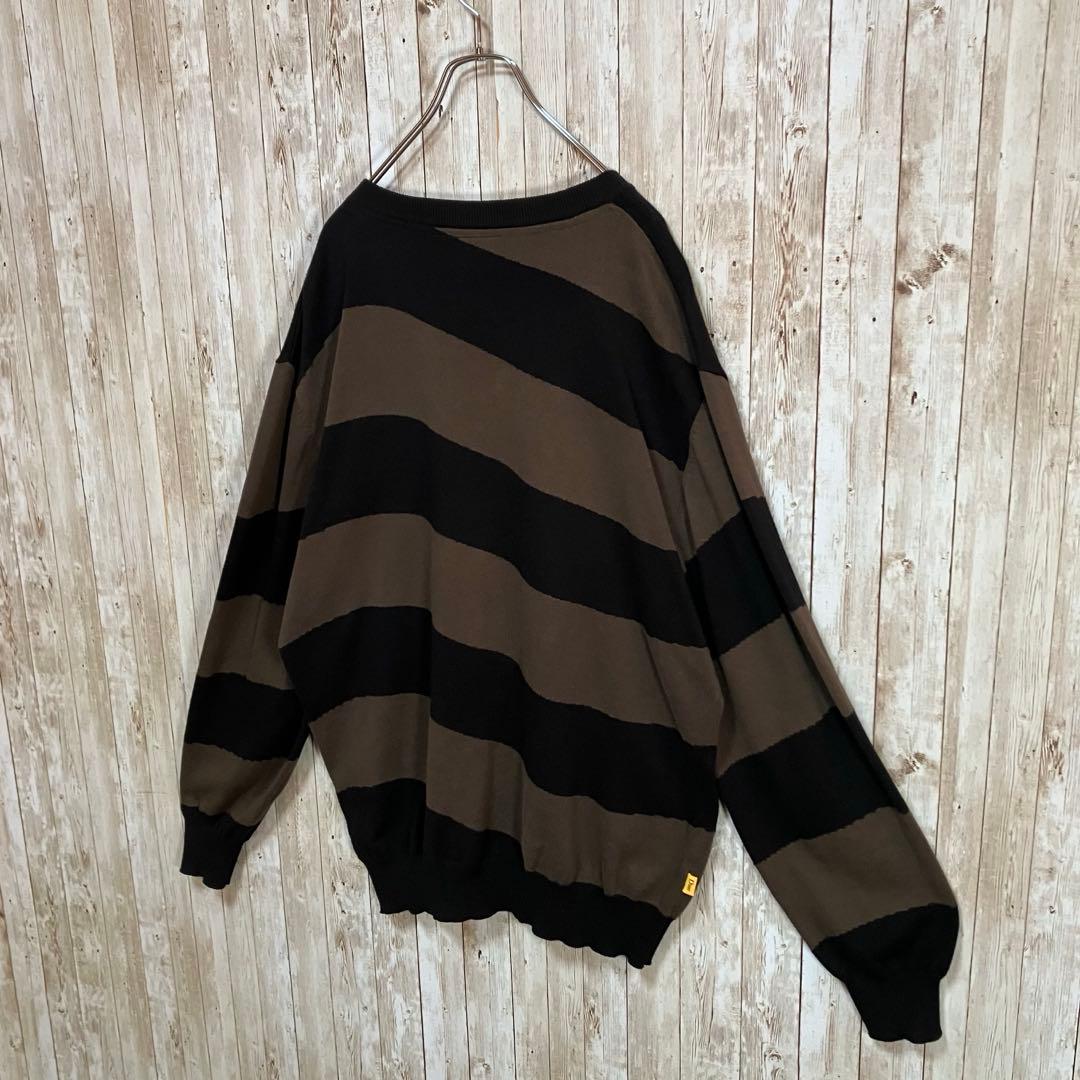 638 Dime ダイム　ウェーブストライプニットセーター　刺繍ロゴ　L
