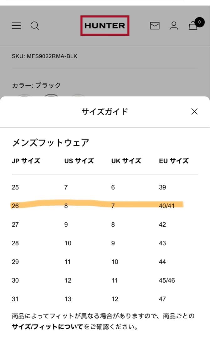 美品 26cm HUNTER ネオプレーン チェルシーブーツ ブラック US8