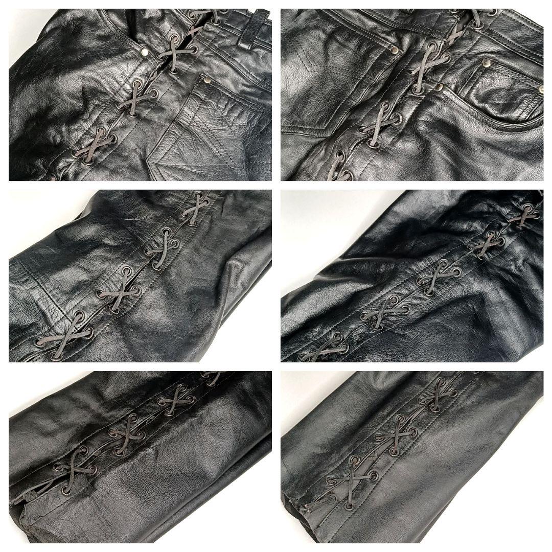 DEGNAR　デグナー　サイド　編み上げ　レースアップ　レザー パンツ　ブラック