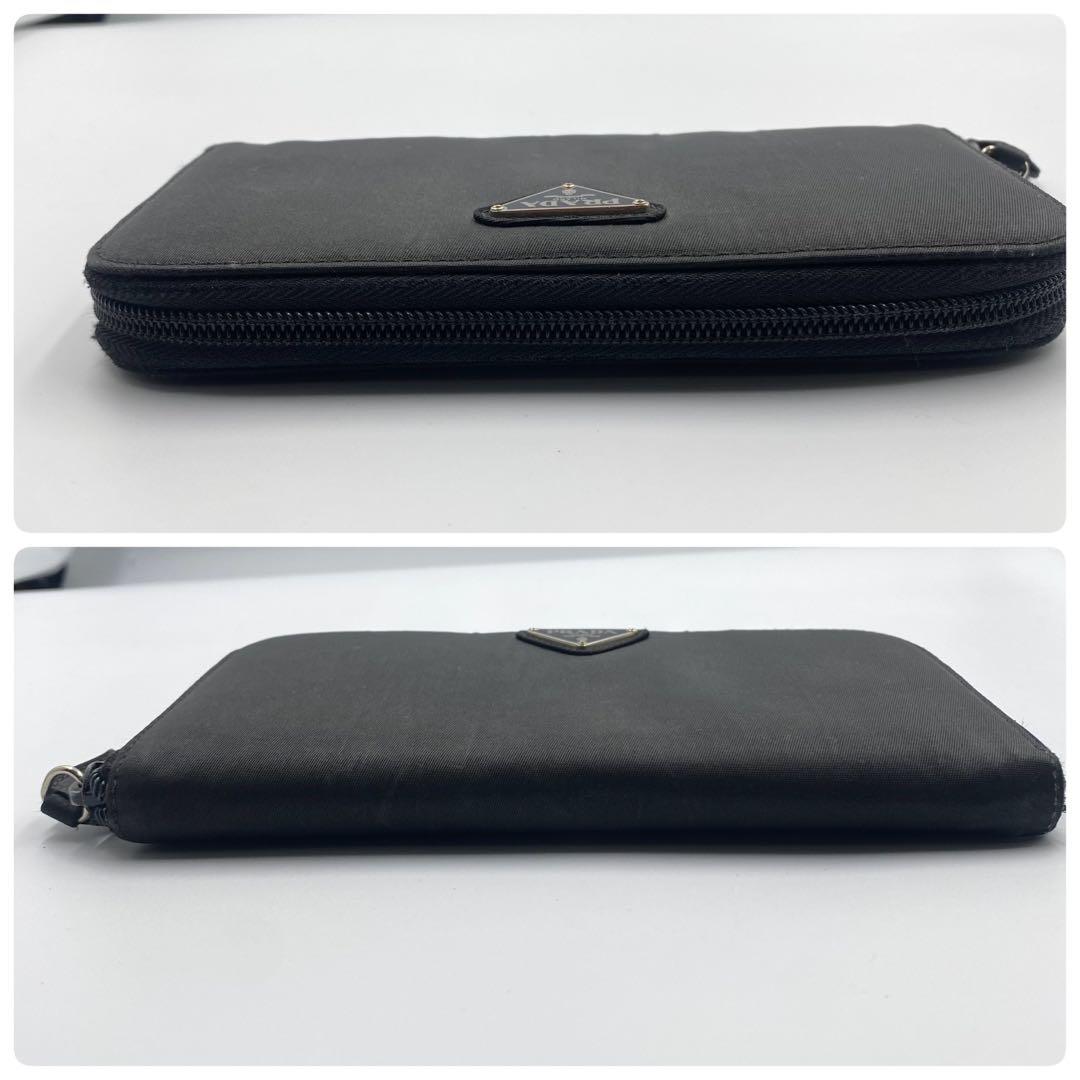 美品　プラダ　PRADA 長財布　ブラック　ナイロン　ラウンドファスナー