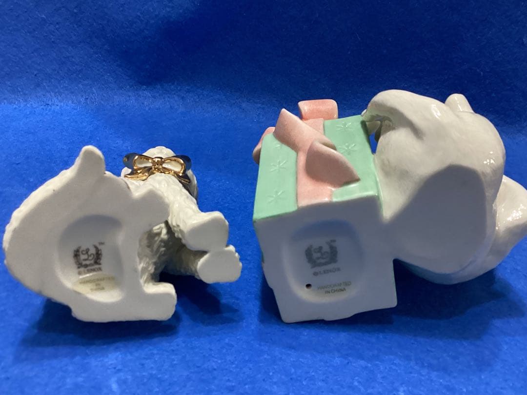 レノックス　フィギュア　フィギュリン　クリスマス　白猫の陶器置物 2点セット