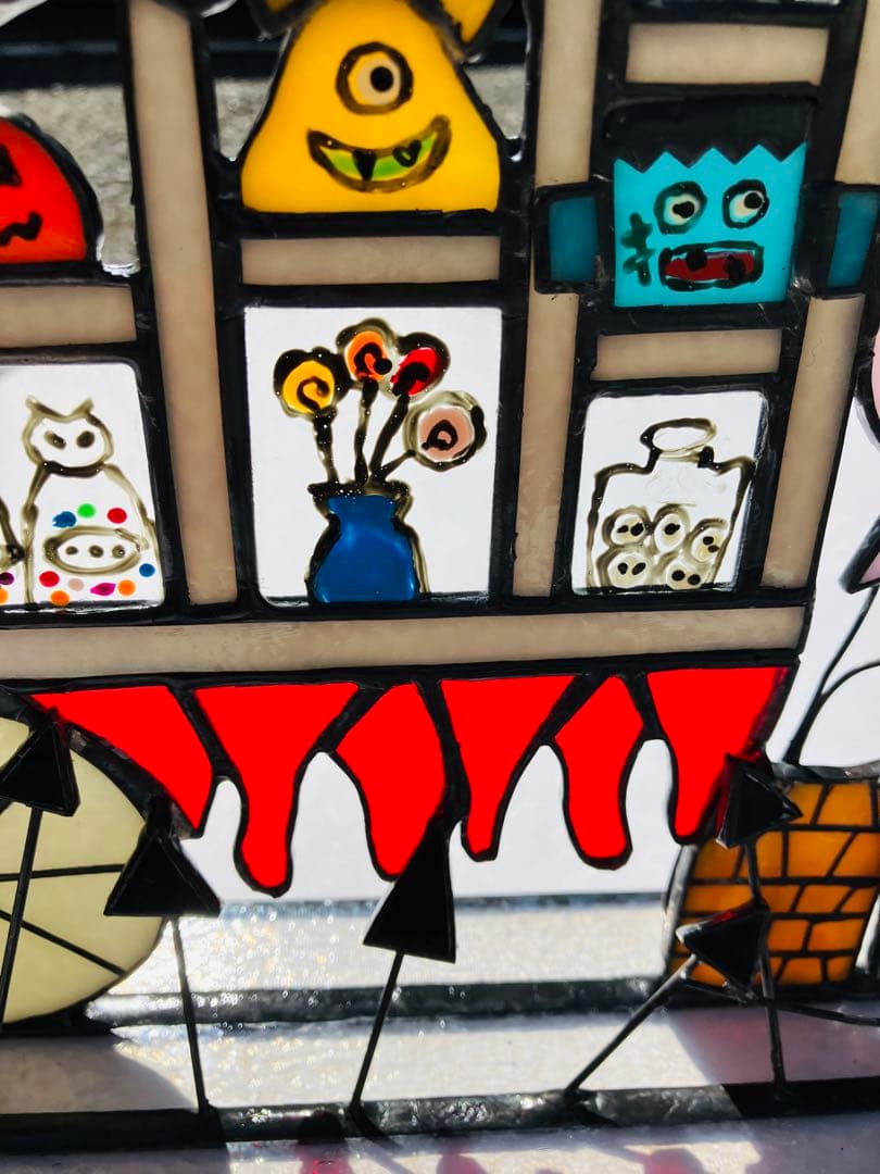 ステンドグラス　ハロウィンの屋台