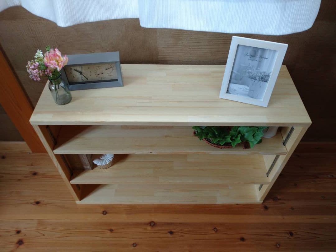 【送料無料】天然木　赤松集成材　棚板可動式　シェルフ　飾り棚　絵本棚　本棚