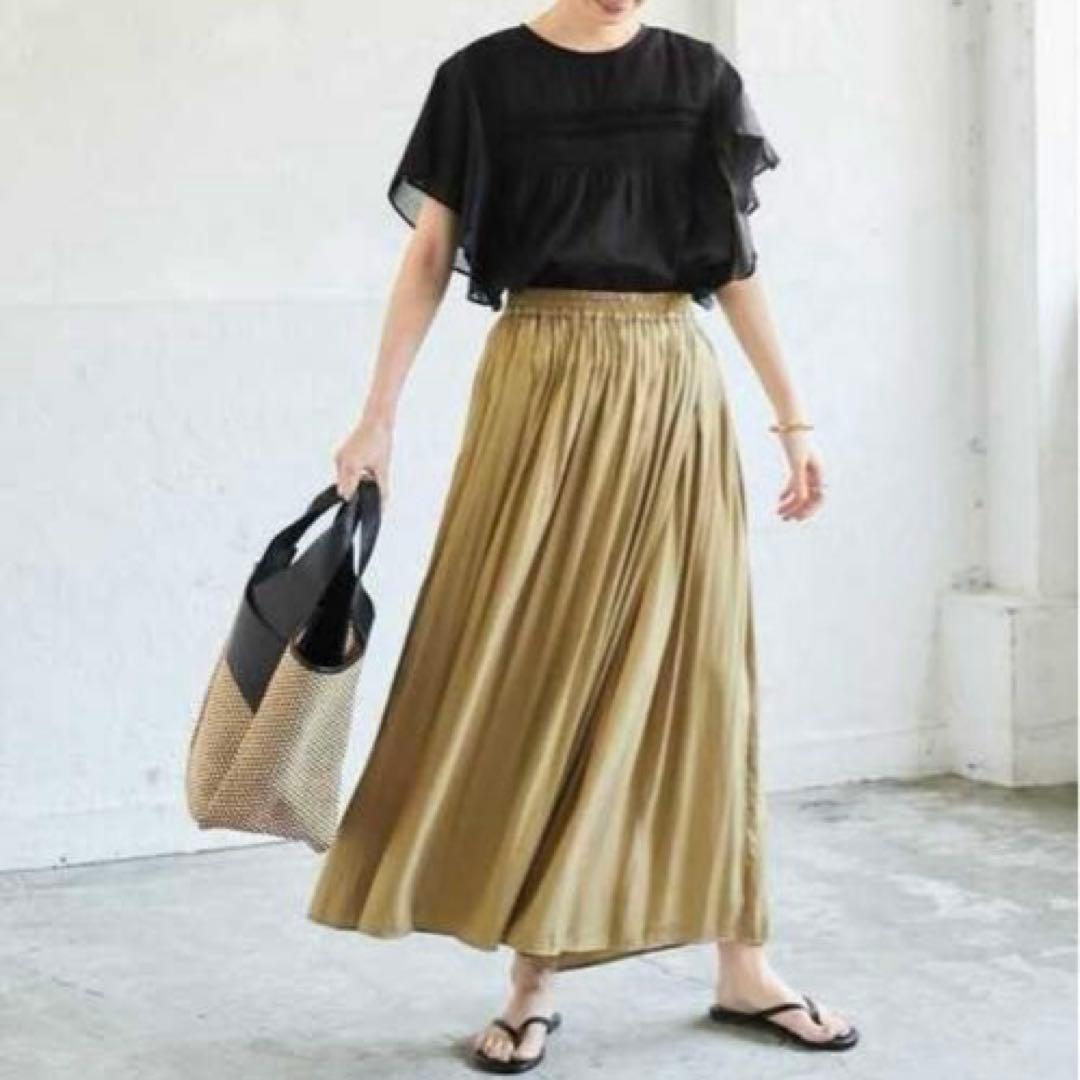 値下げ新品アーバンリサーチ割繊ラップギャザースカーチョ ベージュ