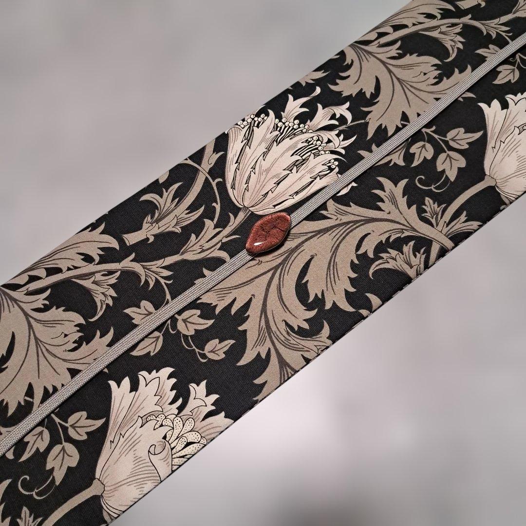 半幅帯　長尺　ウィリアムモリス　アネモネ×ウィローボゥ リバーシブル