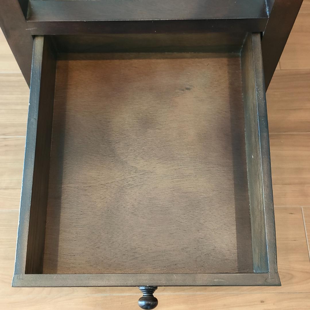 アンティーク　キャビネット　ガラス天板　引き出し4杯