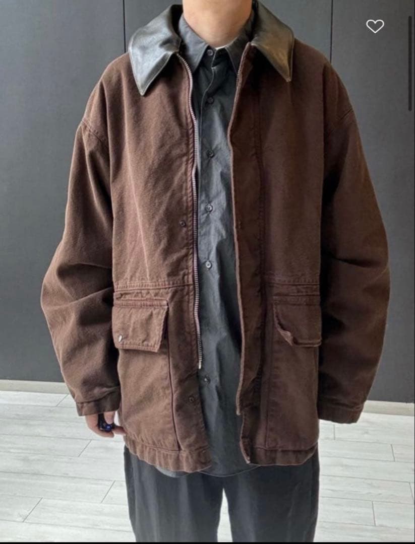 HグラデーションOCカバーオールサイズM襟レザーOVY KAJA オーラリー