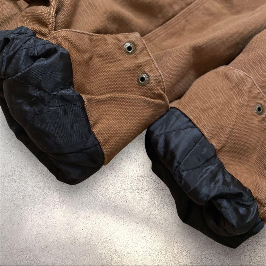 タレダックジャケットXL企業ロゴ刺繍ブラウン襟コーデュロイ中綿キルティング