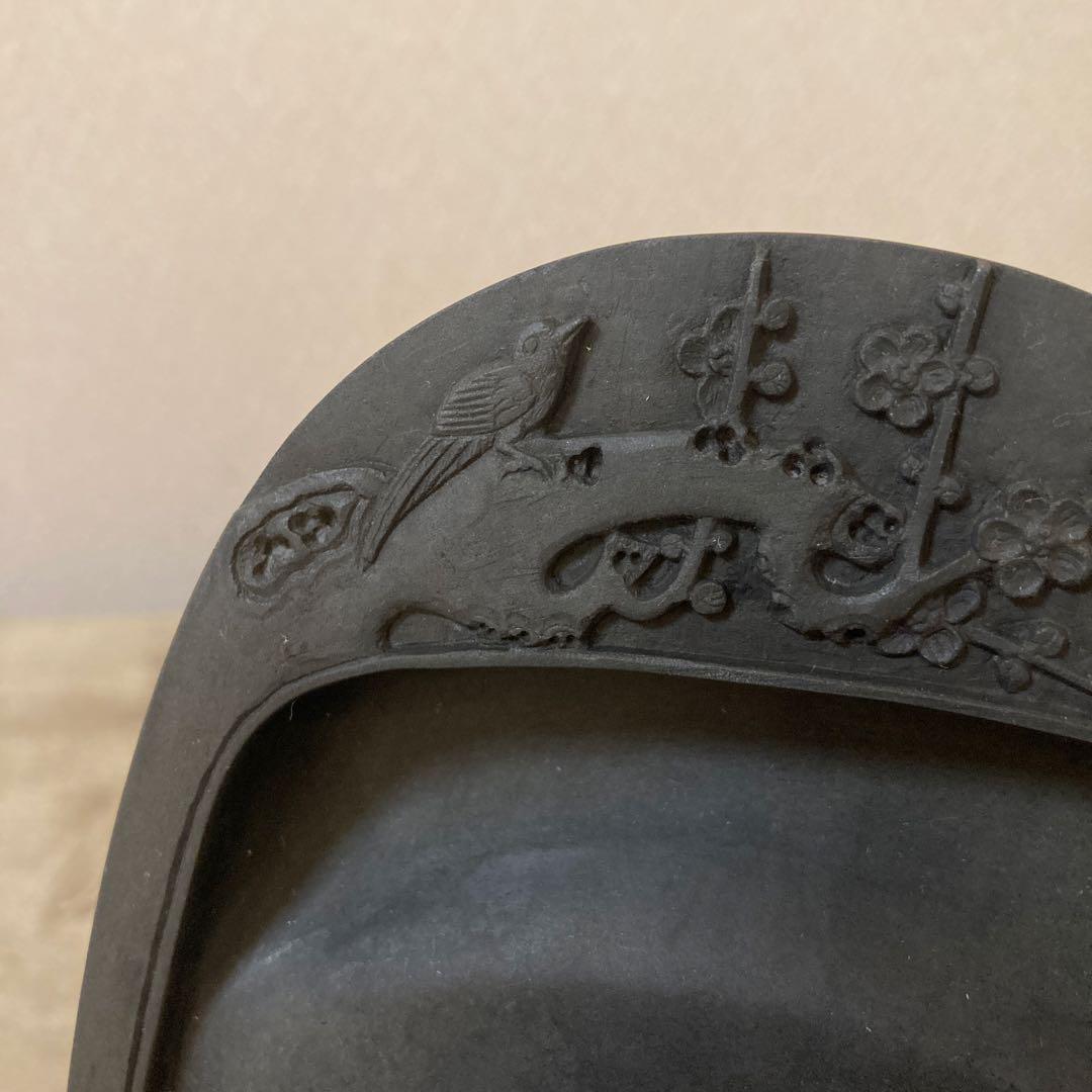 梅花坑　端渓硯　書道具　旧坑　鶯　梅