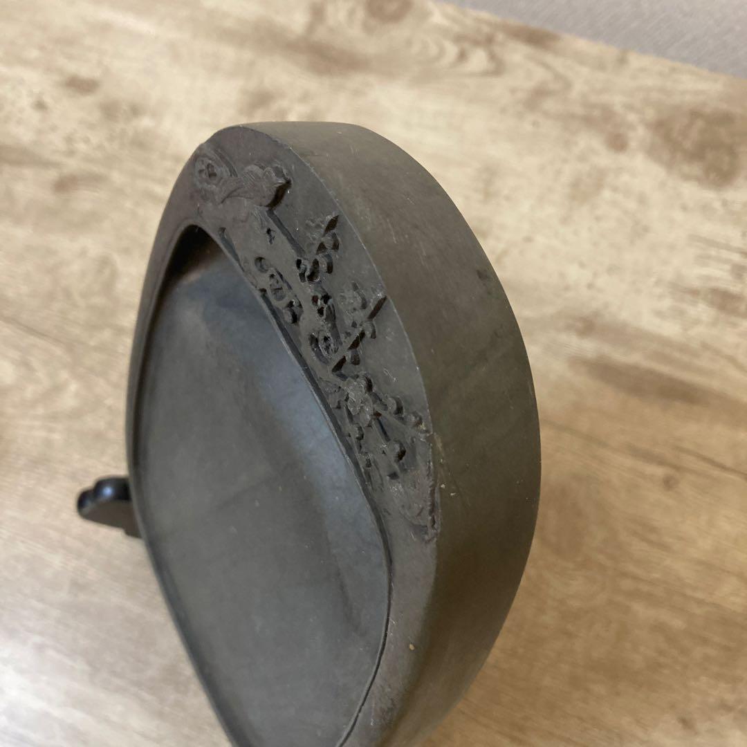 梅花坑　端渓硯　書道具　旧坑　鶯　梅