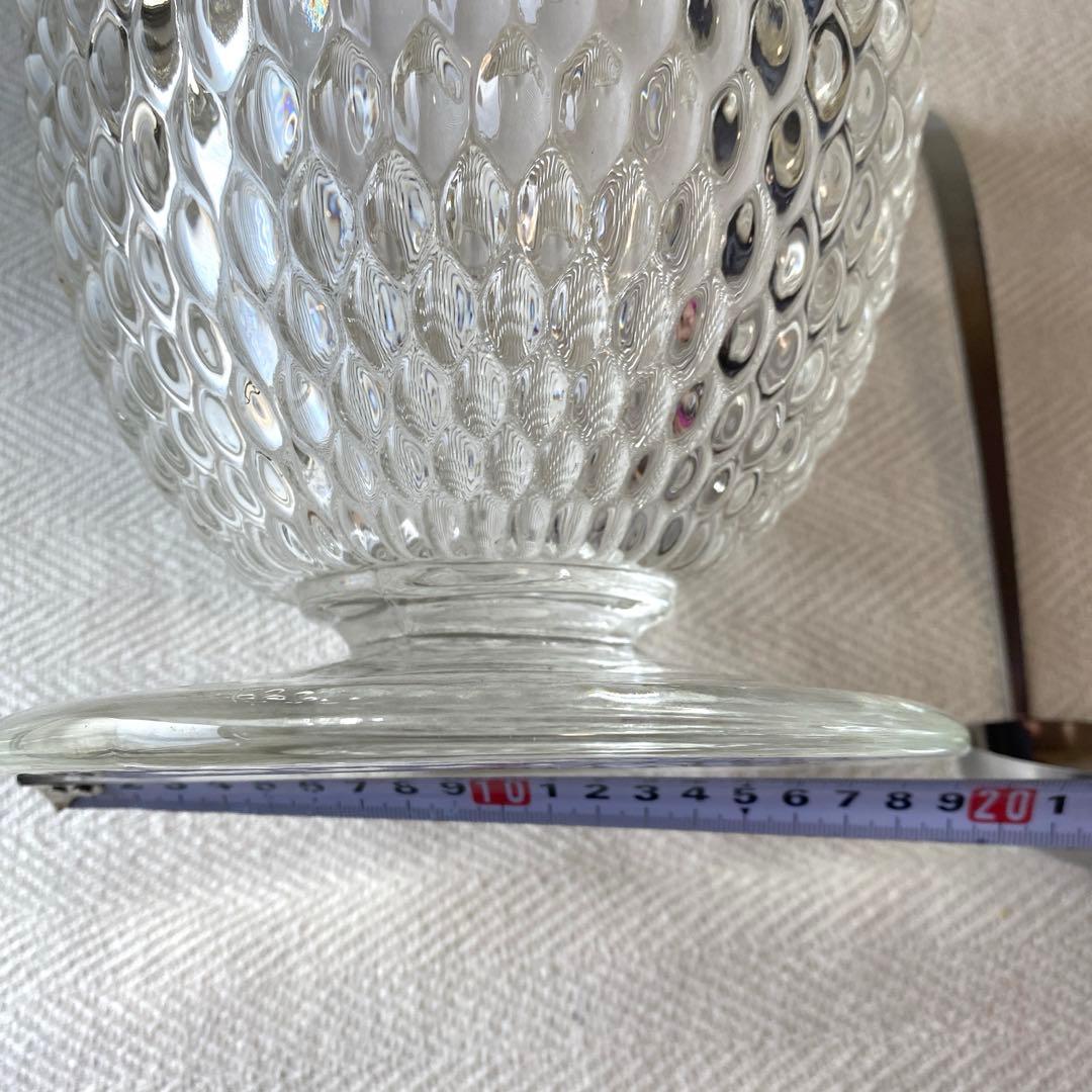 ①70年代 フルーツポンチ クリアプレスガラス 器 大型 花型 お玉付