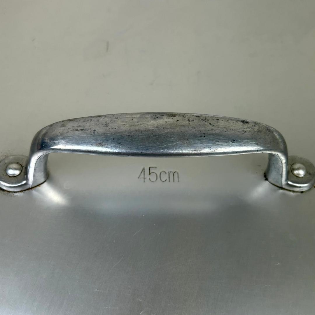 寸胴鍋 業務用 アルミ製 厨房機器 両手鍋 蓋有り直径約45㎝　高さ約43.5㎝