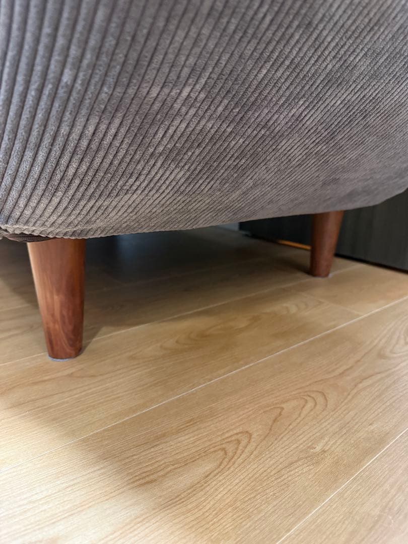 ベルメゾン コーデュロイ調 ポケットコイル入り リクライニングソファ　グレー