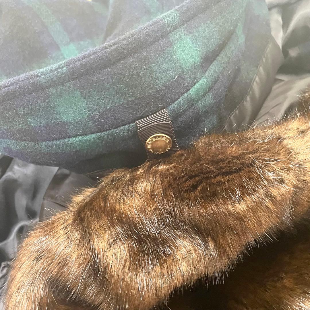 ブラックレーベルクレストブリッジ　美品　チェック　羊毛混　ファー　ライナー付き