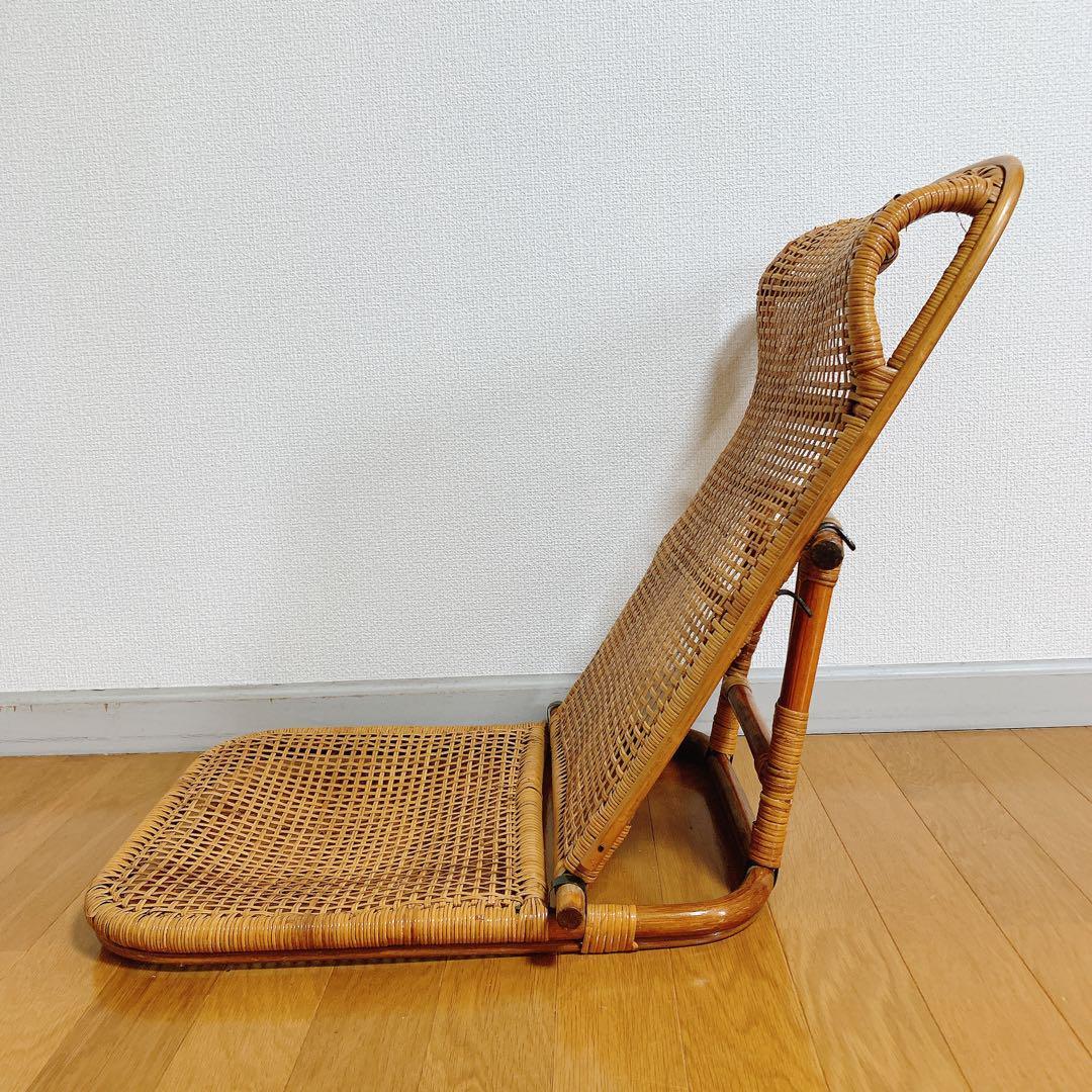 ラタン 藤 座椅子 ２脚 セット 折りたたみ リクライニング ハイバック 希少