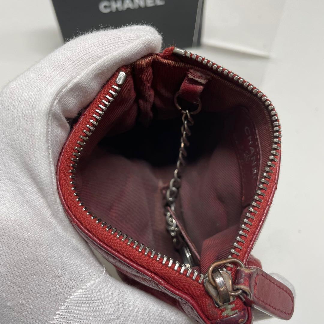 n*i様 CHANEL 赤 レザー ケース　マトラッセ