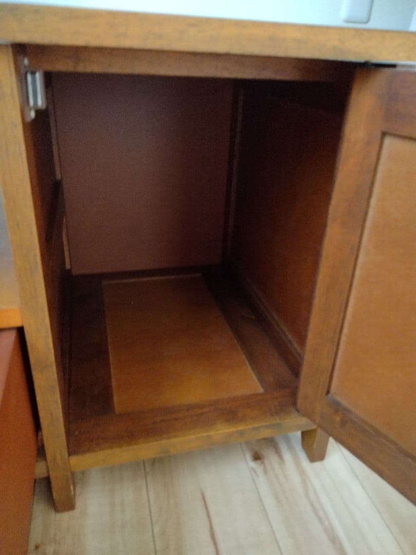 木製テレビ台 ラタン編み扉 引き出し付き