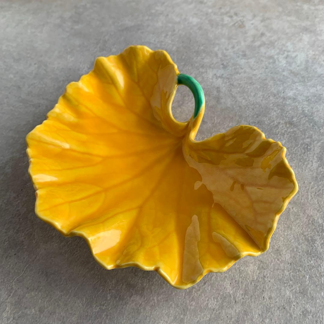 有田焼 つわの葉 陶器 皿 和食器 ５枚 三つ足 黄色