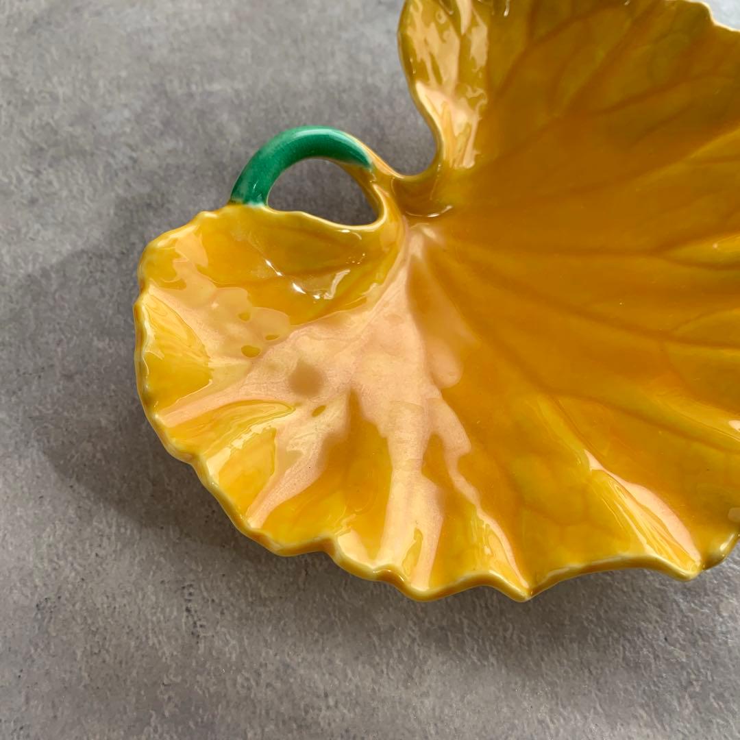 有田焼 つわの葉 陶器 皿 和食器 ５枚 三つ足 黄色