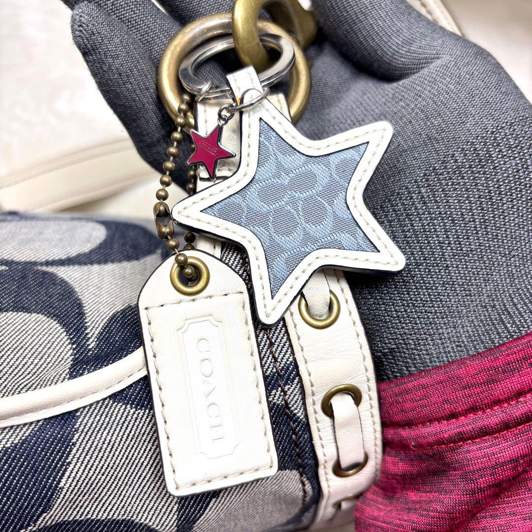 Coach Shoulder Bag Denim Blue White コーチ