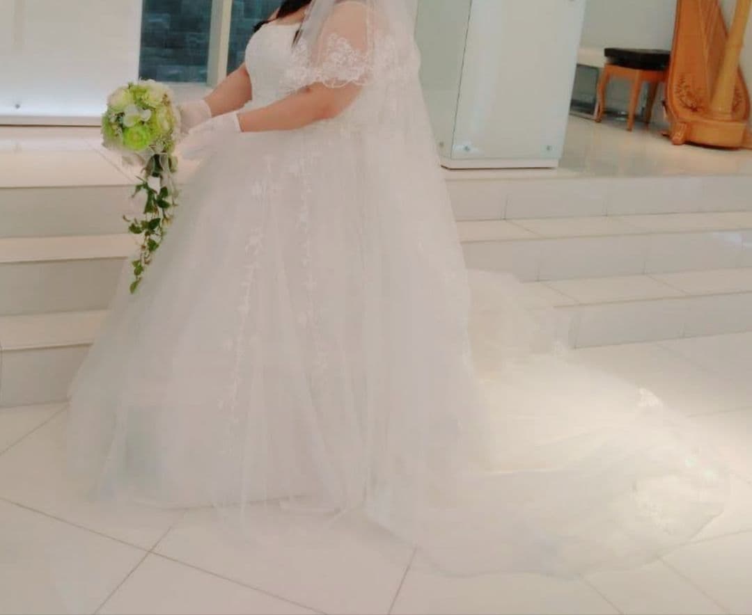 mei/ウェディングドレス　トレーン＆ベール＆インナースカート付き