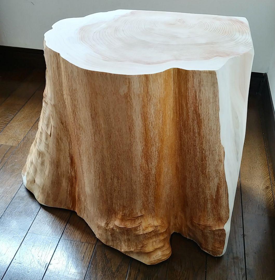 丸太スツール　丸太サイドテーブル　ヒノキ根元