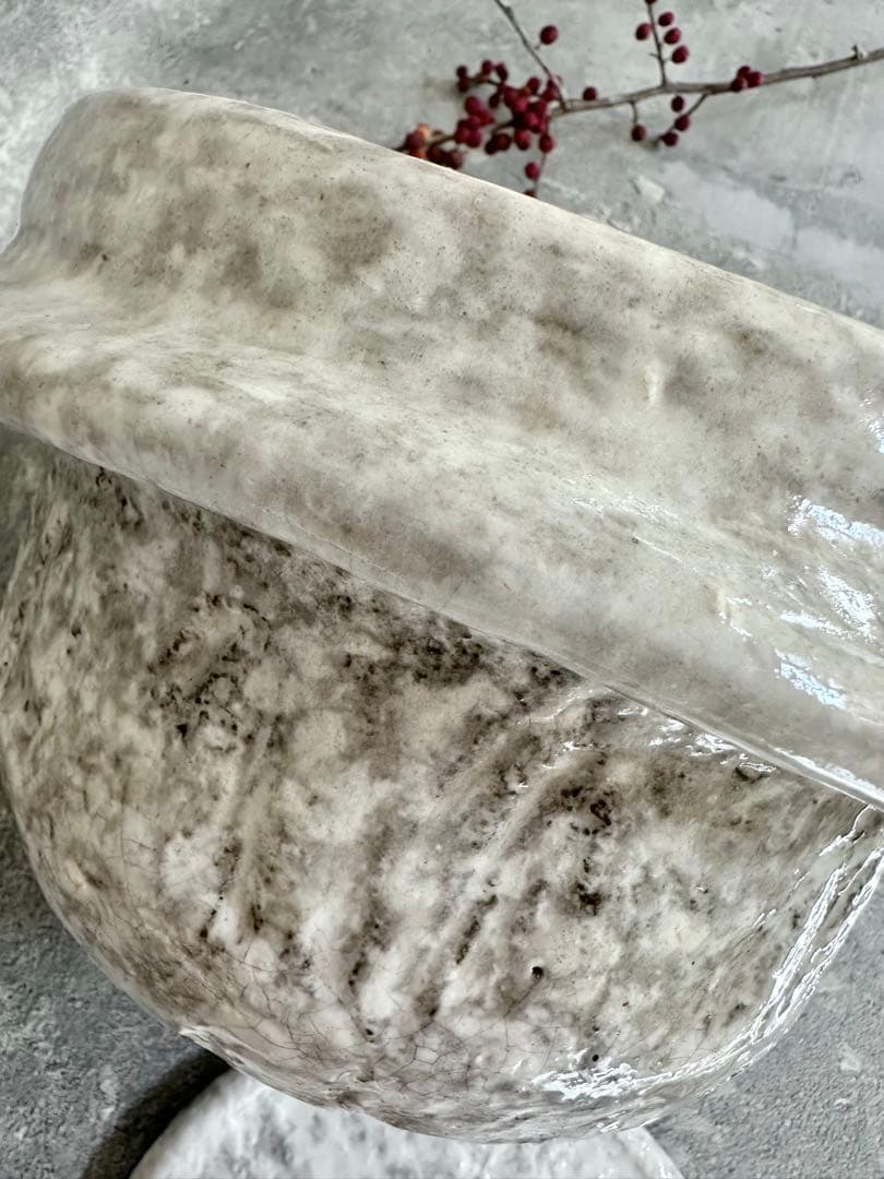 雲井釜 中川一辺陶 雪紋内黒きまぐれ御飯鍋3合炊き